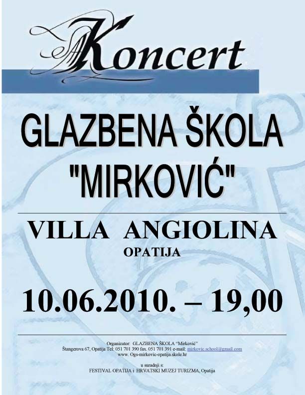 Koncert: Glazbena škola Mirković