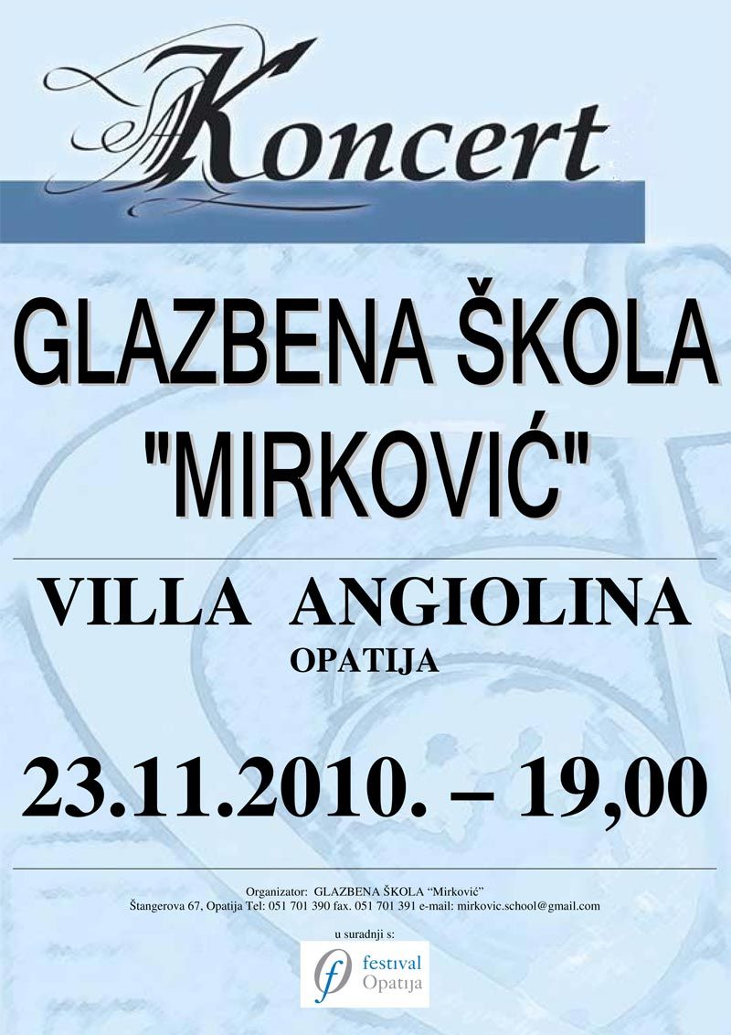 Concert of the Music School "Mirkovic" Opatija